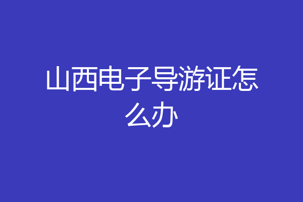 山西电子导游证怎么办