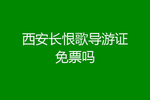 西安长恨歌导游证免票吗