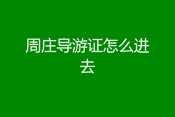 周庄导游证怎么进去