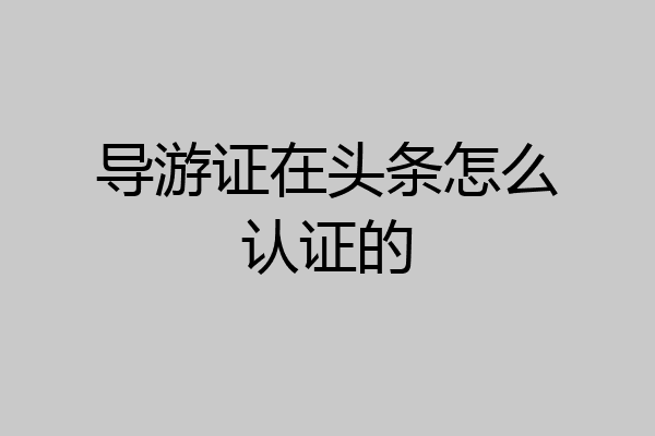 导游证在头条怎么认证的