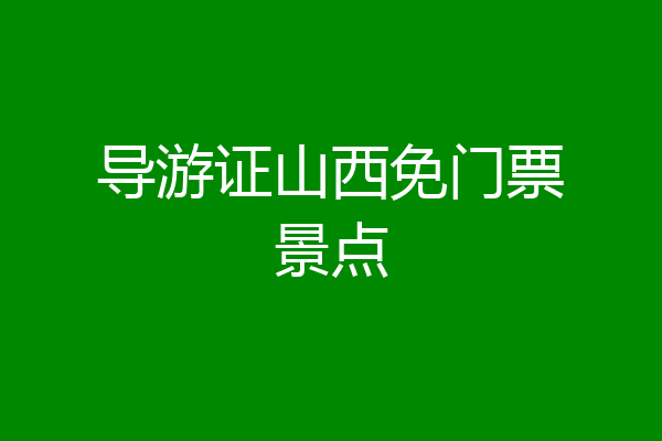 导游证山西免门票景点