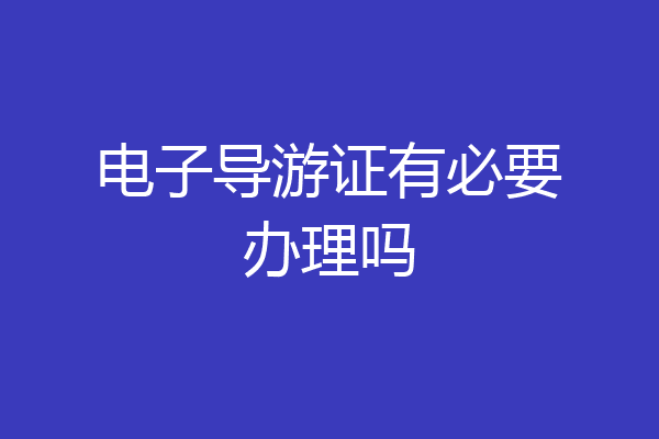 电子导游证有必要办理吗