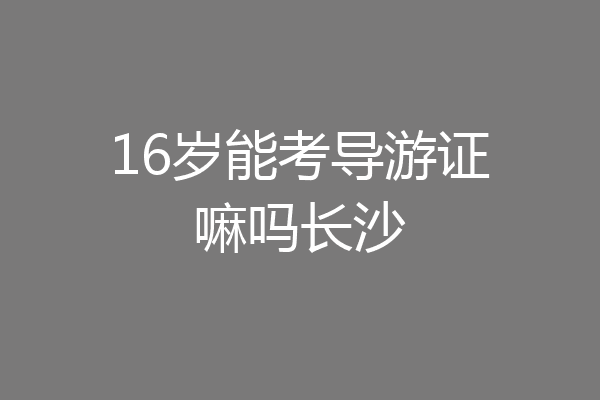 16岁能考导游证嘛吗长沙