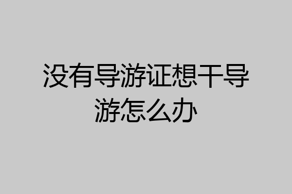 没有导游证想干导游怎么办