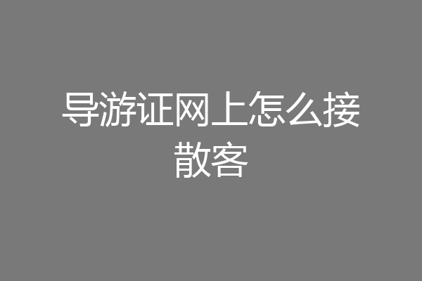 导游证网上怎么接散客