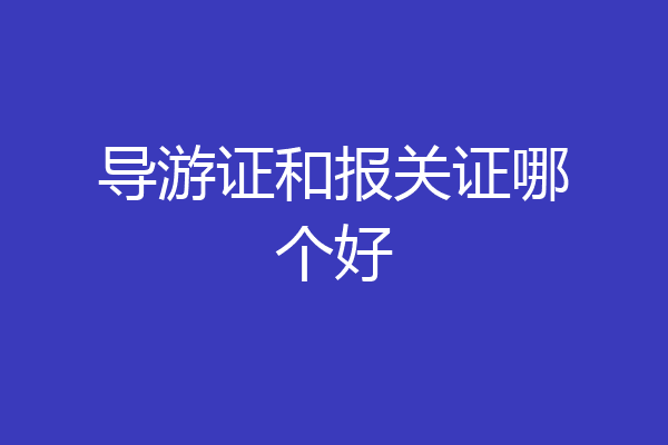 导游证和报关证哪个好