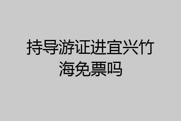 持导游证进宜兴竹海免票吗