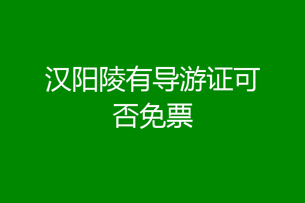 汉阳陵有导游证可否免票