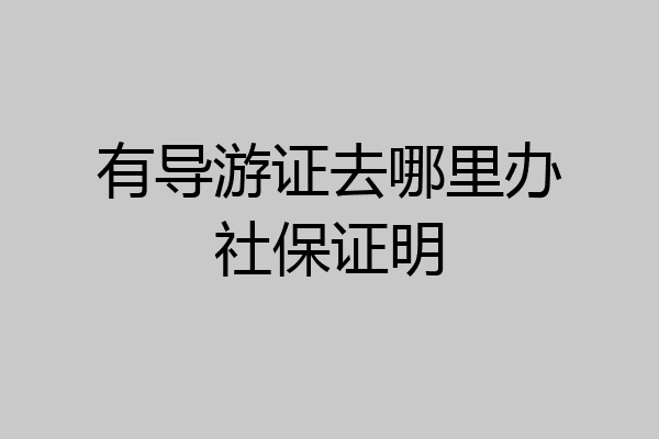 有导游证去哪里办社保证明