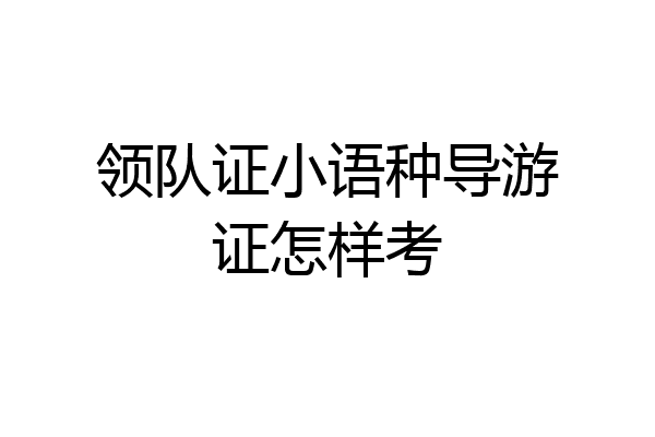 领队证小语种导游证怎样考