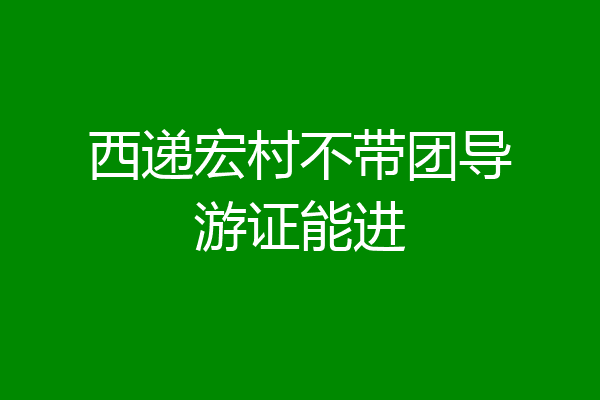 西递宏村不带团导游证能进