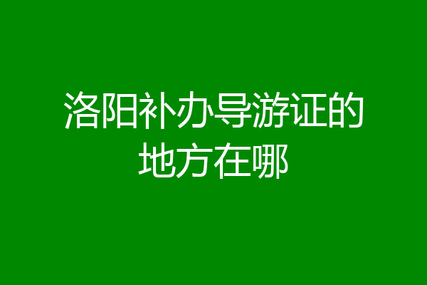 洛阳补办导游证的地方在哪