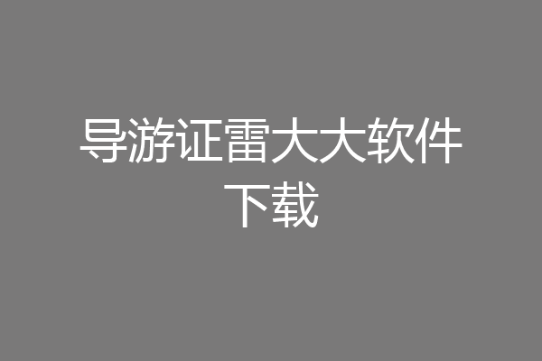 导游证雷大大软件下载