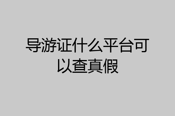 导游证什么平台可以查真假
