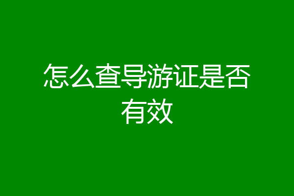怎么查导游证是否有效