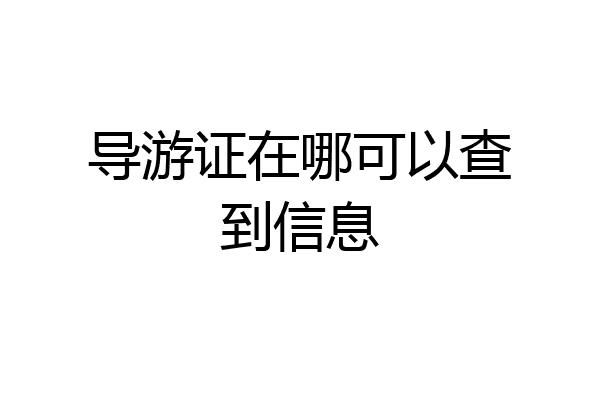 导游证在哪可以查到信息