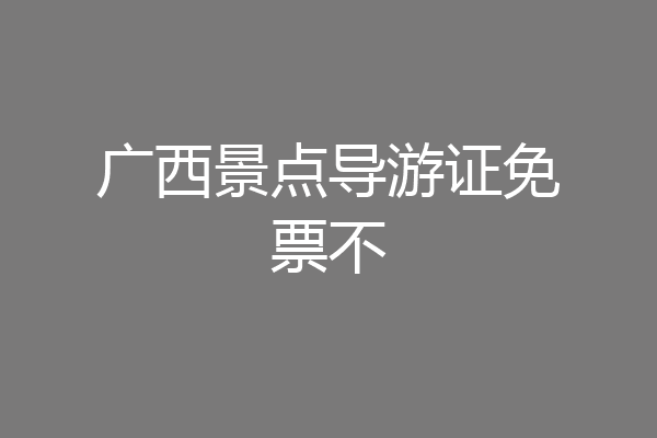 广西景点导游证免票不