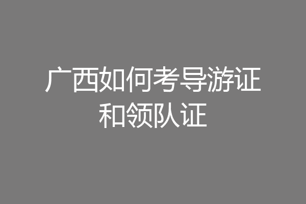 广西如何考导游证和领队证