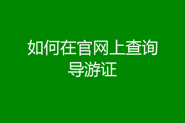 如何在官网上查询导游证