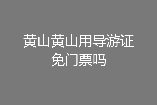 黄山黄山用导游证免门票吗