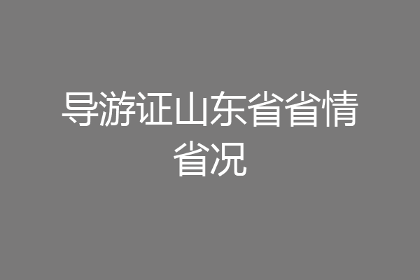 导游证山东省省情省况