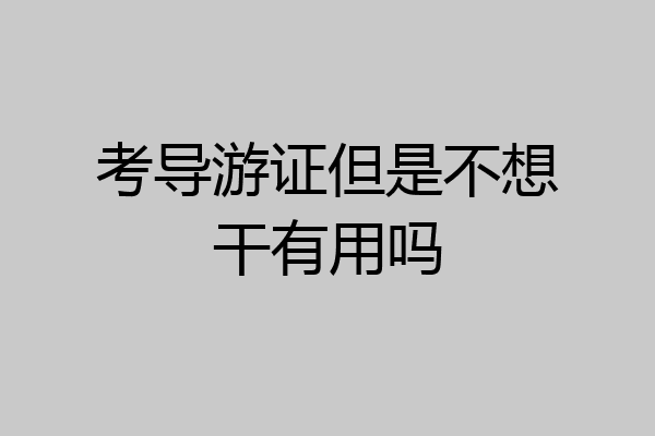 考导游证但是不想干有用吗