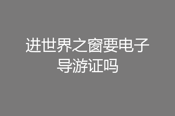 进世界之窗要电子导游证吗
