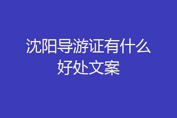 沈阳导游证有什么好处文案