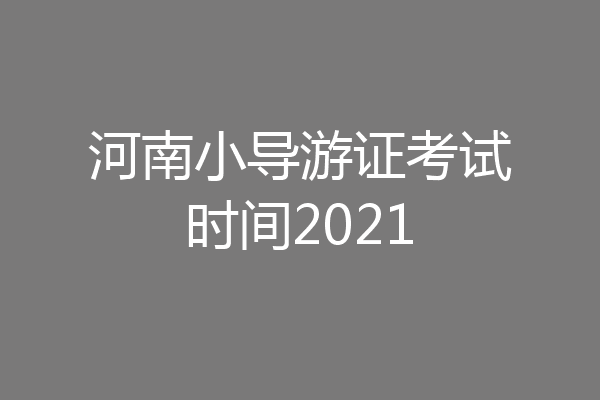 河南小导游证考试时间2021