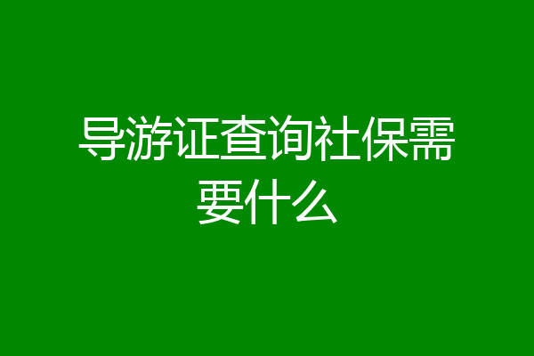 导游证查询社保需要什么