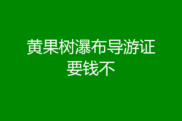 黄果树瀑布导游证要钱不