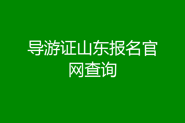 导游证山东报名官网查询