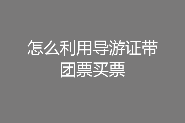 怎么利用导游证带团票买票