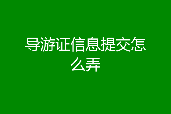 导游证信息提交怎么弄