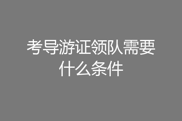 考导游证领队需要什么条件