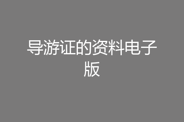 导游证的资料电子版