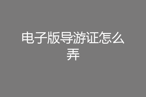 电子版导游证怎么弄