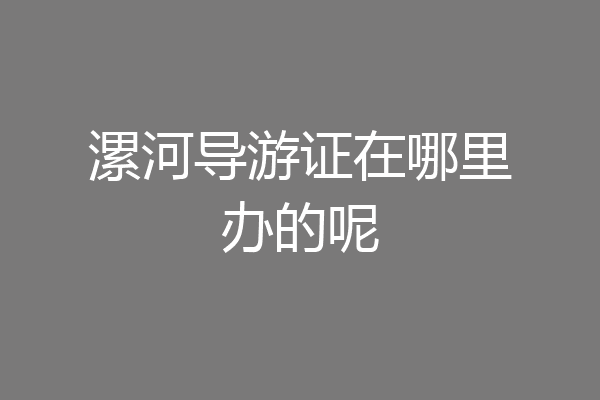 漯河导游证在哪里办的呢