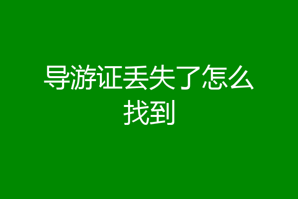 导游证丢失了怎么找到