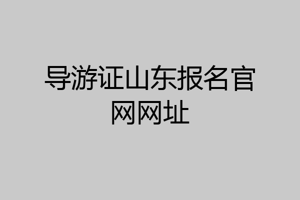 导游证山东报名官网网址