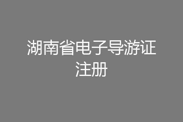 湖南省电子导游证注册