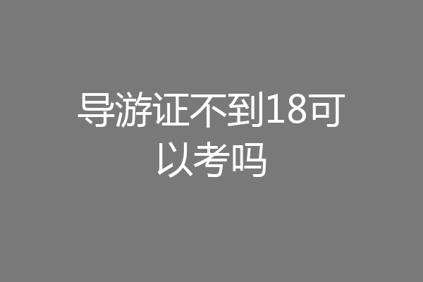 导游证不到18可以考吗