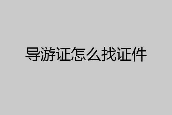 导游证怎么找证件