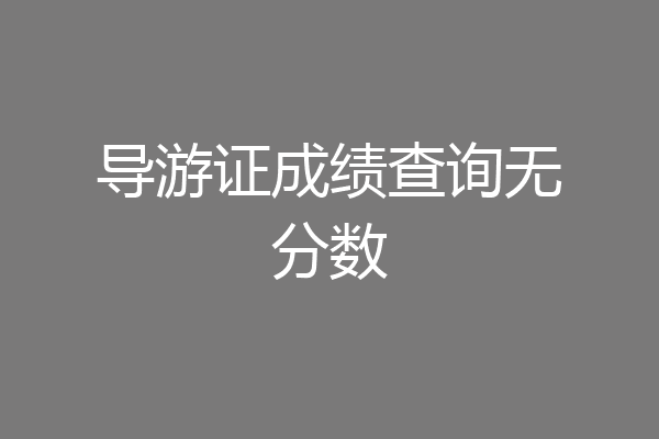 导游证成绩查询无分数