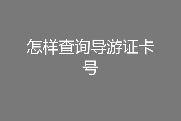 怎样查询导游证卡号