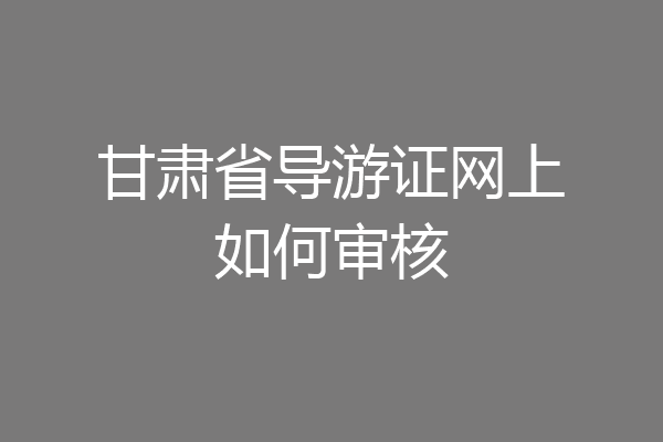 甘肃省导游证网上如何审核