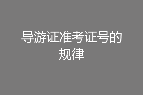 导游证准考证号的规律