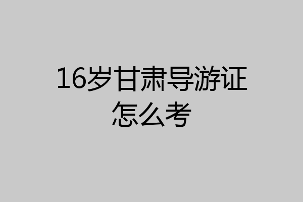 16岁甘肃导游证怎么考