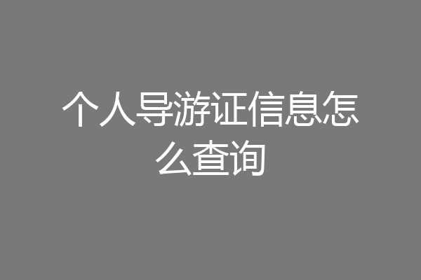 个人导游证信息怎么查询