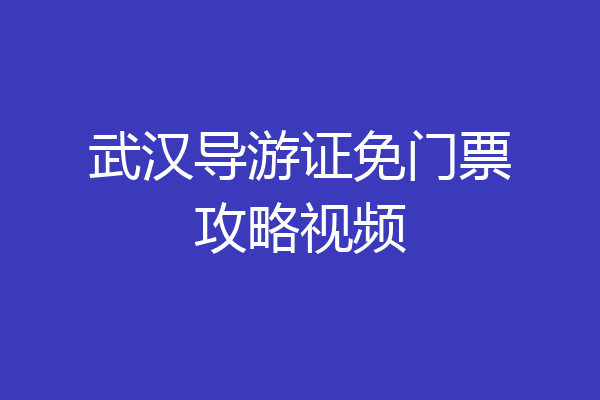 武汉导游证免门票攻略视频